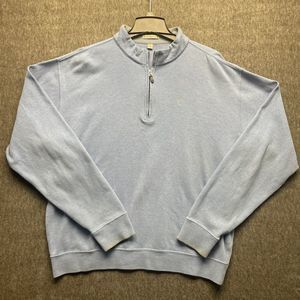 Peter Millar Quarter Zip Pull Over MEN XL BLUE  LONG SLEEVE Cotton Blend Comfort